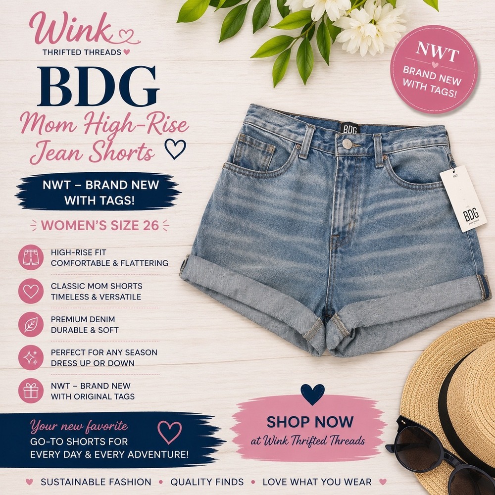 NWT BDG Mom High-Rise Jean Shorts Denim Women's Size 26
